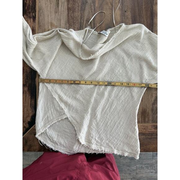 Zara Women's Cotton-Linen Blend Asymmetrical Woven Textured Blouse Size Small - Picture 3 of 6